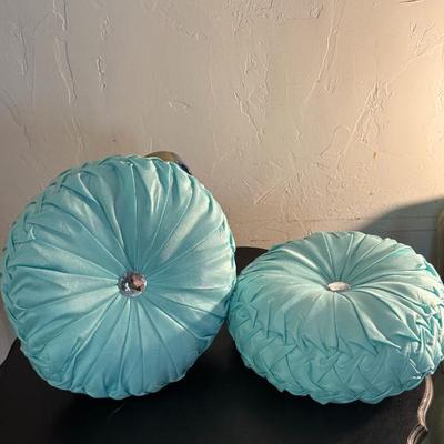 Round Decorative Pillows with Faux Crystal Buttons