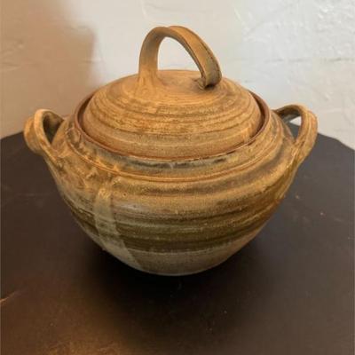 Glazed Hand-Made Pottery Lidded Vessel