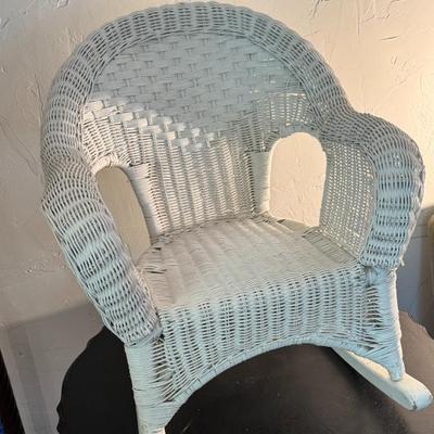Child-Size Painted Wicker Rocking Chair