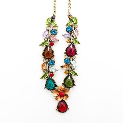 Flower Statement Multi Color Necklace