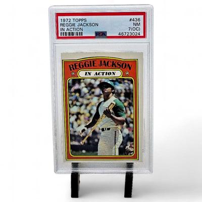 1972 Topps #436 Reggie Jackson In Action PSA 7 OC