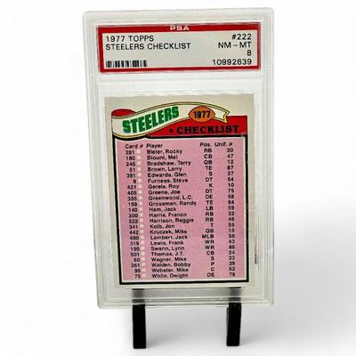 1977 Topps #222 Steelers Checklist PSA 8