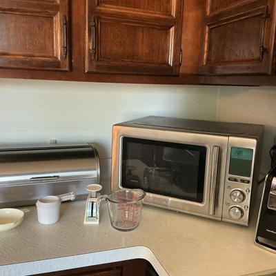 Microwave, Bread Box, And Can Opener