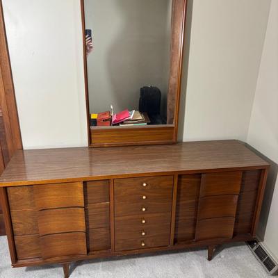 Mid-Century Modern Walnut Dresser with Mirror