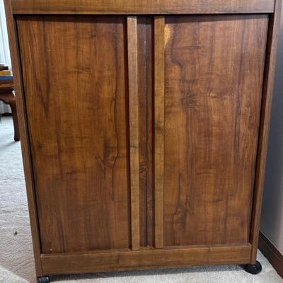 Mid-Century Walnut Rolling Cabinet