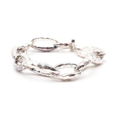 Sale Photo Thumbnail #214: 925 Sterling Silver Textured Link Bracelet Chain
