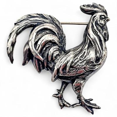 Sale Photo Thumbnail #49: MCM Vintage Sterling Rooster Brooch