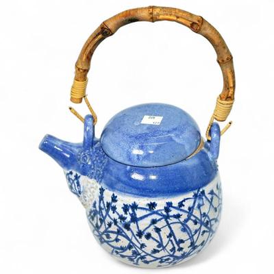 Sale Photo Thumbnail #60: Handcrafted Japanese-Style Blue & White Ceramic Teapot