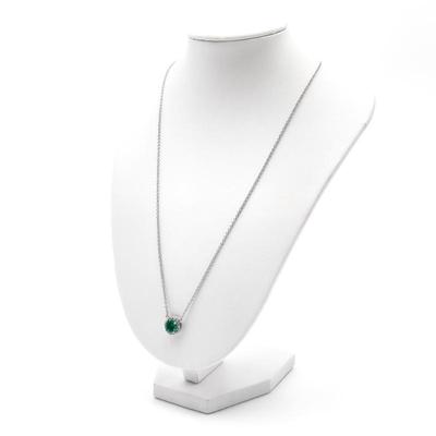 Sale Photo Thumbnail #100: Emerald & Diamond Round Cut Necklace in Sterling Silver