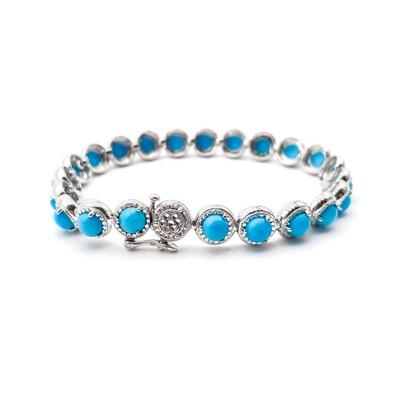 Sale Photo Thumbnail #200: Sterling Silver Turquoise Marquisite Link Bracelet