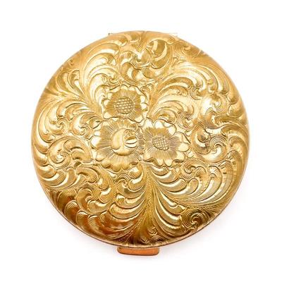 Sale Photo Thumbnail #222: 1960s Gold Toned Round Compact w/ Mirror