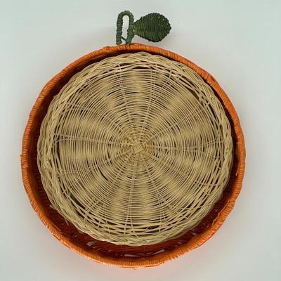 Sale Photo Thumbnail #306: 6 Woven Wicker Plate Chargers w/ Pumpkin Tray