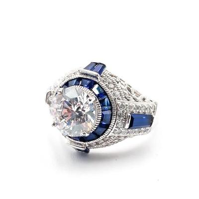 Sale Photo Thumbnail #90: Vanna K Sterling Silver Ring w/ Blue Stones