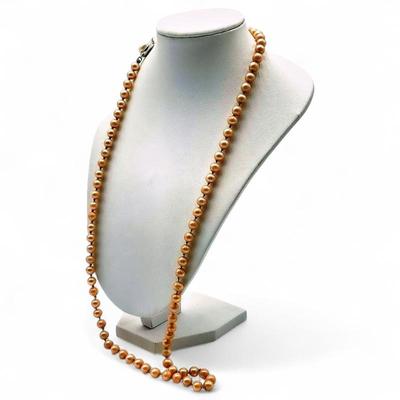Sale Photo Thumbnail #38: Copper Brown Faux Tahitian Pearl Necklace w/ Clasp