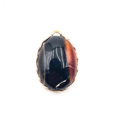 Sale Photo Thumbnail #266: Vintage Black Agate Sterling Silver Pendant