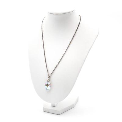 Sale Photo Thumbnail #229: Iridescent Cross Pendant Necklace on 10" Silver Tone Chain