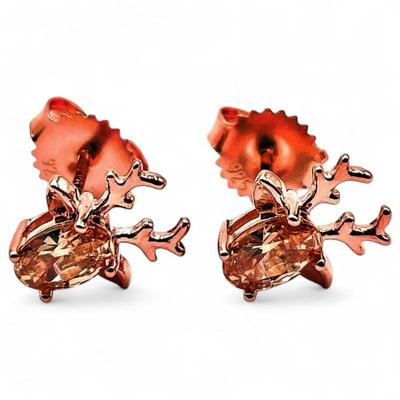 Sale Photo Thumbnail #28: Oval Morganite Deer Antler Stud Earrings