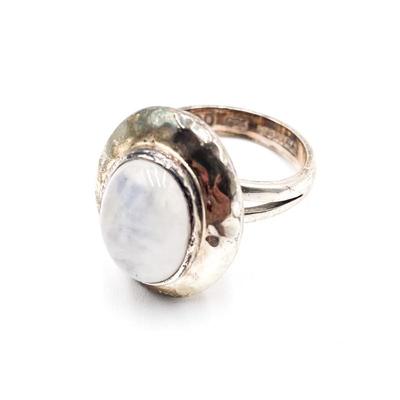 Sale Photo Thumbnail #281: Sterling 925 Moonstone Ring w/ Textured Band