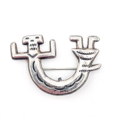 Sale Photo Thumbnail #124: VTG Navajo Sterling Silver Kachina Pin by Felix Joe