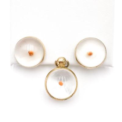 Sale Photo Thumbnail #265: Vintage Coro Mustard Seed Pendant & Earring Set
