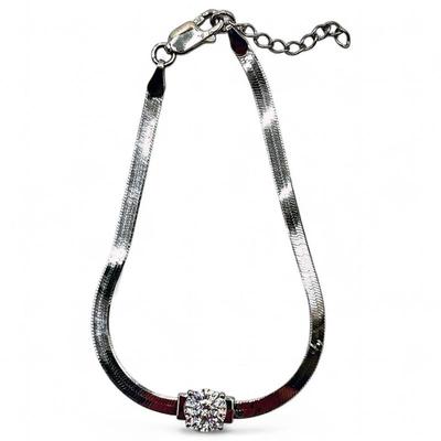 Sale Photo Thumbnail #31: Silver Herringbone Bracelet w/ Cubic Zirconia
