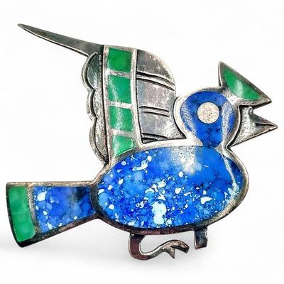 Sale Photo Thumbnail #56: Graziella Laffi Sterling Silver Enamel Bird Brooch