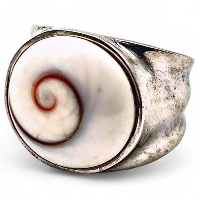 Sale Photo Thumbnail #40: 925 Sterling Silver Shiva Eye Stone Ring, Size 7, India