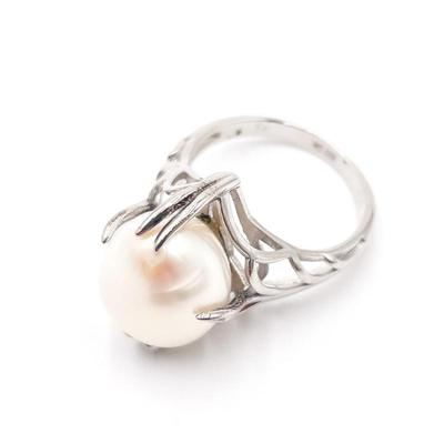 Sale Photo Thumbnail #213: Baroque Freshwater Pearl Adjustable Open Band Ring