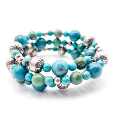 Sale Photo Thumbnail #183: Carolyn Pollack Relios Sterling Silver Turquoise Coil Bracelet