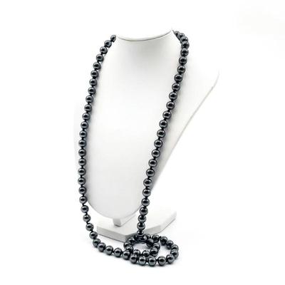 Sale Photo Thumbnail #22: Vintage 15" Long Hematite Beaded Necklace