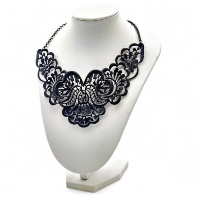 Sale Photo Thumbnail #64: Black Metallic Lace Rhinestone Gothic Necklace