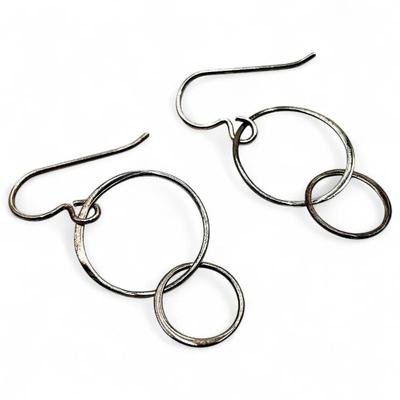 Sale Photo Thumbnail #46: Sterling Silver Large Double Hoop Earrings
