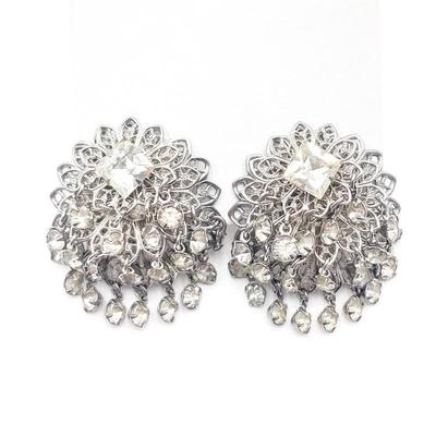 Sale Photo Thumbnail #138: Waterfall Rhinestone Clip-On Filigree Earrings