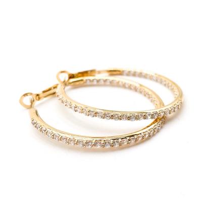 Sale Photo Thumbnail #198: Gold-Tone Hoop Earrings w/ Rhinestone Detailing