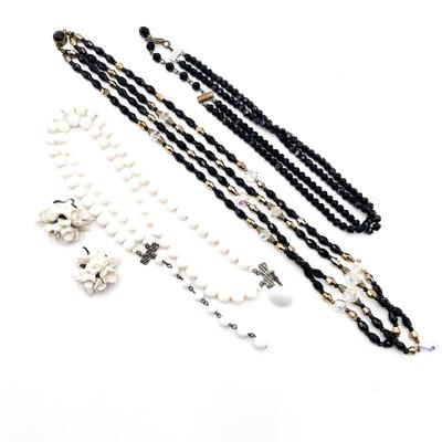 Sale Photo Thumbnail #228: Vintage Necklaces and Clip-On Earrings Set of 4