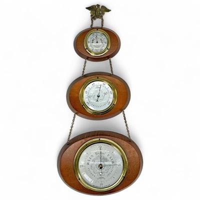 Sale Photo Thumbnail #63: Swift Mid-Century Triple-Tier Barometer/Weather Instrument