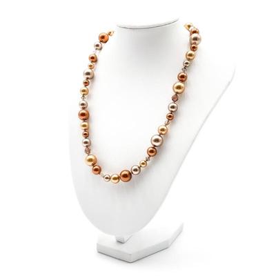 Sale Photo Thumbnail #219: Vintage Faux Rose Gold Copper & Crystal Pearl Necklace