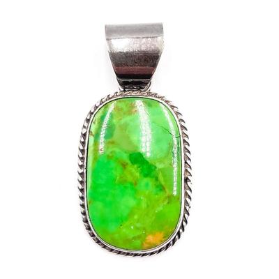 Sale Photo Thumbnail #129: Bill Mex Dineh Sterling Silver Turquoise Pendant without Chain