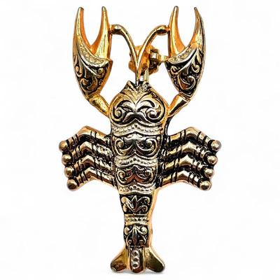Sale Photo Thumbnail #44: Damascene Spanish Damascus Crayfish Brooch