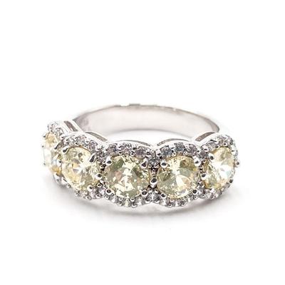 Sale Photo Thumbnail #89: JCM Italian Rhodium 925 Silver Ring w/ Yellow Zircon