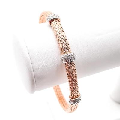 Sale Photo Thumbnail #209: Sterling Silver/Rose Gold Vermeil Woven Cuff Bracelet