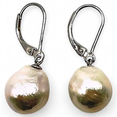 Sale Photo Thumbnail #27: Edison Freshwater Baroque Pearl Drop Earrings