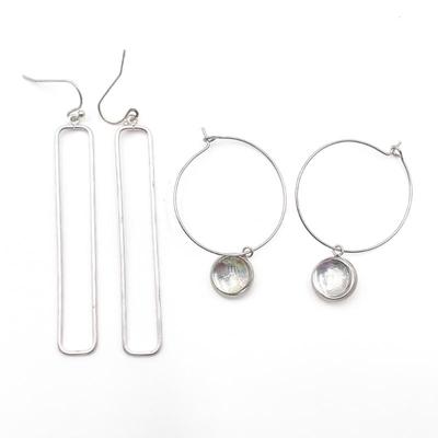 Sale Photo Thumbnail #147: Sterling Silver Plated Hoop & Drop Earrings Set