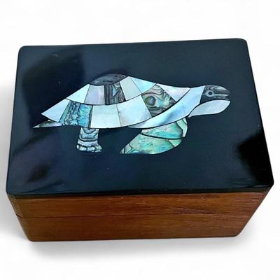 Sale Photo Thumbnail #24: Sea Turtle Trinket Box with Mother of Pearl Inlay