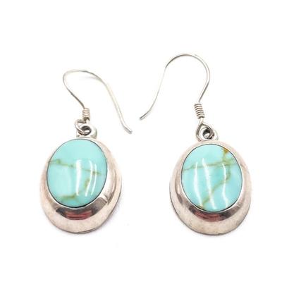Sale Photo Thumbnail #223: Vintage 925 Silver Turquoise Drop Earrings
