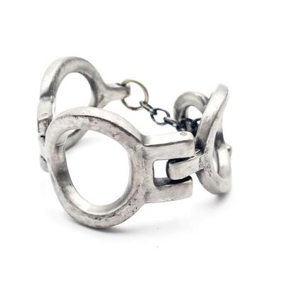Sale Photo Thumbnail #133: Brutalist Circle Anders Andersen Metal Toggle Clasp Bracelet