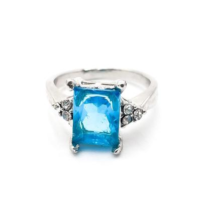 Sale Photo Thumbnail #250: Blue Topaz Solitaires Ring in Silver Size 5.5