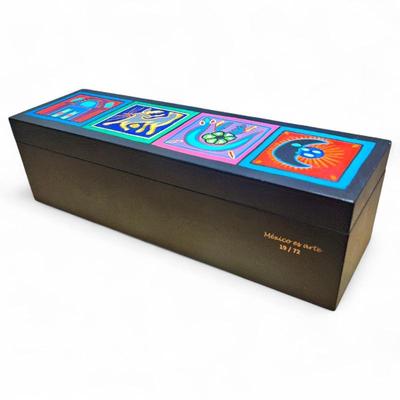 Sale Photo Thumbnail #18: Hand-Painted Folk Art Wood Box w/Dividers
