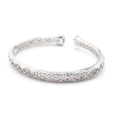 Sale Photo Thumbnail #157: Tacori 925 Sterling Silver CZ Hinged Cuff Bracelet