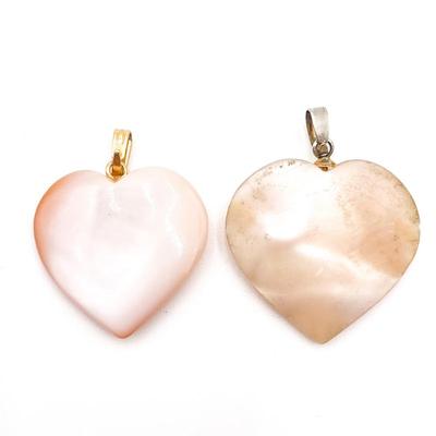 Sale Photo Thumbnail #257: Rose Quartz Heart Pendants w/ Metal Bails